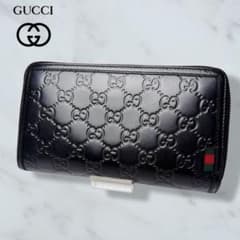 011 極美品 GUCCI 長財布 ラウンドファスナー シマ シェリーライン b