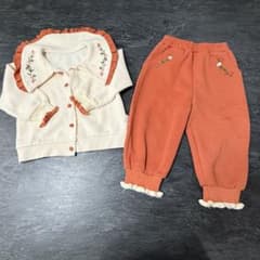 フリル襟 トレ-ナとパンツ 上下セット90cm