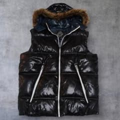 Y2K ファー ダウンベスト 短丈 お兄系 2WAY 平成 光沢 - メルカリ