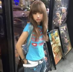 y2k KISS Tシャツ 水色　チビT archive 90sのサムネイル