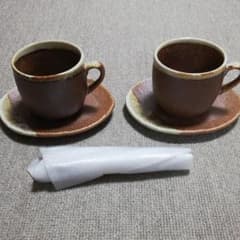 美濃路コーヒー碗皿ペア　スプーン付のサムネイル