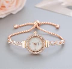Wristwatch accessory, glamorous rose gold chain with rhinestones *d28