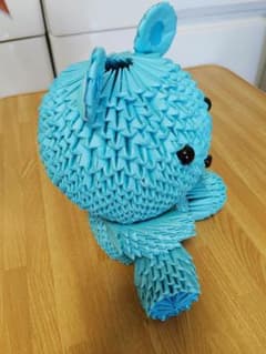 ハンドメイド●ブロック折紙●水色のくまの置物のサムネイル