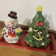 陶器 クリスマスツリー スノーマン スパイス 調味料入れ 塩コショウ