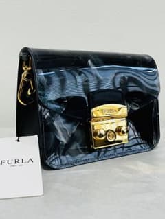 新品未使用】FURLA メトロポリス マーブル柄ショルダーバッグ ゴールド 