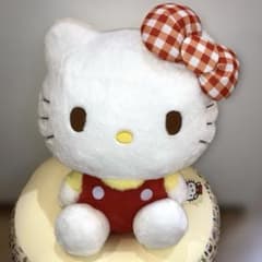 ハローキティ チュールエンジェル/ギンガムチェックリボンドール　特大　ぬいぐるみ ❤️ハローキティ ギンガムチェックリボンドールGJ ぬいぐるみ