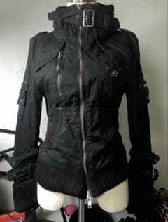 Y2K パンク ロック ハイネック ジャケット 黒 ボンテージ 地雷系 V系 ☠ Y2K パンク ロック V系 地雷系 ハイネック ボンテージ ブラック