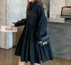 ティアードシャツワンピース ブラックのサムネイル