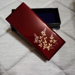 玉虫塗 漆塗　文箱 硯箱 萩蒔絵　宮城県指定伝統的工芸品　ペンケース　栞外箱付きのサムネイル