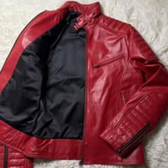 極美品L相当✨ SCHAFFEN 本革 キルティング シングルライダース 赤 