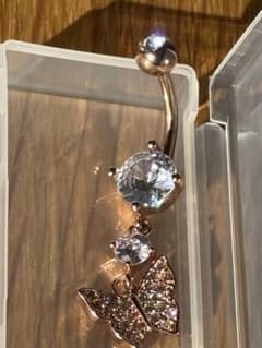 ボディピアス 14G 蝶 ピンクゴールド CZ 新品未使用**