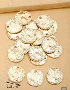 金属製テクスチャー円形チャーム 20個セットのサムネイル