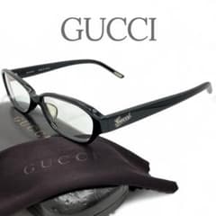 GUCCI グッチ 伊達メガネ 眼鏡 アイウェア プレートロゴ ケース付き 