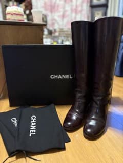 CHANEL ロングブーツ レッドブラウン - メルカリ