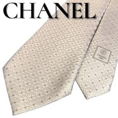 希少 現行QRタグ 未使用級 CHANEL CC総柄 ココマーク シルクネクタイ