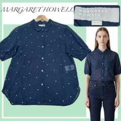 ✨美品✨大人気マーガレットハウエル洗練大人可愛い丸襟ドット柄シアー