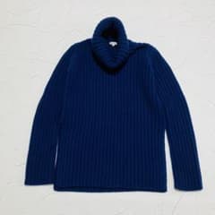 BLAMINK ライトブルー ニットセーター 36 BLAMINK ブラミンク ウール カシミヤ リブ タートルニット ブルー 36