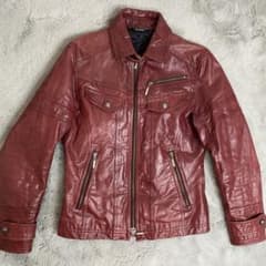 A.S.M レザージャケット 48 水牛革 赤 シングルライダース Y2K - メルカリ