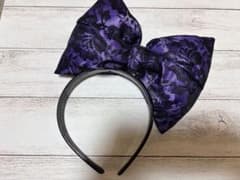 黒レースパープルリボンカチューシャ