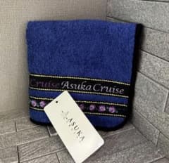 新品・未使用】 アスカクルーズ タオルハンカチ 薔薇花柄 刺繍 青 紫