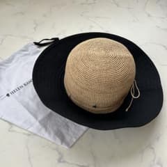 美品 ヘレンカミンスキー カロラ 麦わら帽子 ラフィア ベージュ 黒