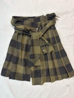 ZARAWOMANチェック柄 プリーツスカート シャツラップ風デザイン