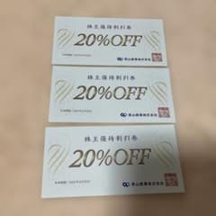 青山商事 株主優待割引券 20%OFF 3枚セット 2027年6月30日のサムネイル