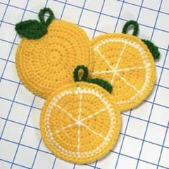 レモンのアクリルたわし 3枚セット 厚手 ハンドメイド エコたわし パターン①のサムネイル