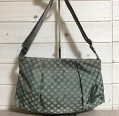 ★No38276 アニエスベー エナメル ナイロン ショルダー バッグ