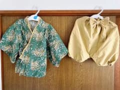 ベビー袴　グリーン柄　お食い初めやお祝いに⭐︎のサムネイル