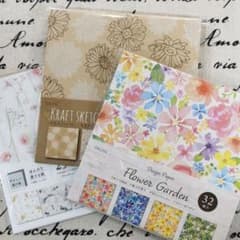 デザインペーパー ペール フラワー クラフト 花柄 ガーデン 3点