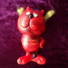 激レア【1970年】ヴィンテージ レッドデビル 猫 メッセージドール 毛