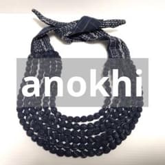 anokhi ビーズネックレス紺色 - メルカリ