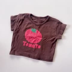 韓国子供服 aosta TOMATOプリント Tシャツ ブラウンのサムネイル