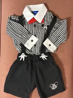 男の子ミッキーシャツ　ミッキーハーフパンツ　サスペンダー付90センチまとめ売りのサムネイル