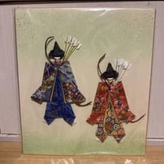 和紙ちぎり絵 色紙 弓矢を持つ武者のサムネイル