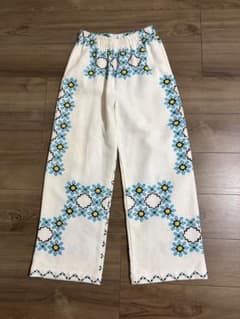 刺繍 ヴィンテージクロス リメイクパンツー点物のサムネイル