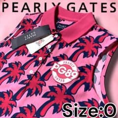 0 パーリーゲイツ 日本製 定価19,800 ノースリーブ ポロシャツ ピンク