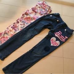 roni ZARA セット 110 デニム 花柄 ピンク レギンスのサムネイル