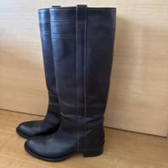 BUTTERO ダークブラウン レザー ストレートブーツのサムネイル
