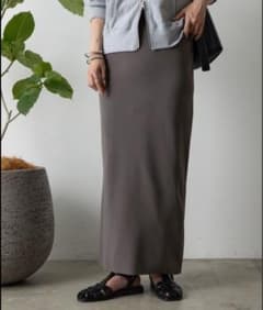 ストレッチ　エステルヤーン　ペンシルスカート　ロング丈のサムネイル