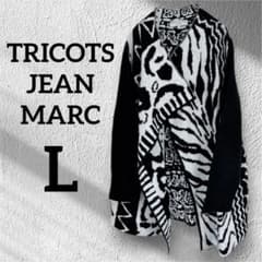 TRICOTS JEAN MARC 【L】長袖カーディガン 白 黒 海外古着