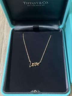 ティファニー　tiffany イエローゴールド　LOVE ラブ　ネックレス