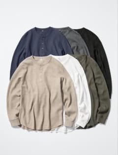 UNIQLO ワッフルヘンリーネック白T 長袖 Sのサムネイル