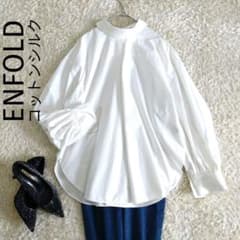 ENFOLD　コットンシルクワイドスリーブラウンドヘムブラウス　洗える ENFOLD コットンシルクワイドスリーブラウンドヘムブラウス 洗える