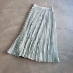 極美品✦ฺANAYI アナイ/プリーツスカート 春夏 水色 ミントグリーン
