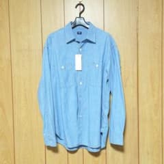 UNIQLO シャンブレーオーバーシャツ　M　BLUE ユニクロ　長袖シャツのサムネイル