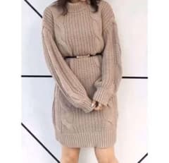 ナイスクラップ  【WEB限定】ニットケーブルワンピース　ベージュのサムネイル