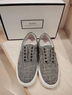 【美品】Amb チェック柄 スリッポンスニーカー紐付き