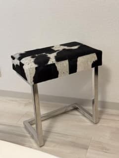 リアルファースツールstool チェア 天然皮革ハラコ 値下】天然皮チェア・スツール リアルファー ハラコ 牛革 - メルカリ